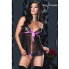 Leg Avenue Picardias Transparente Negro Con Lazos Rosa Y Tanga A