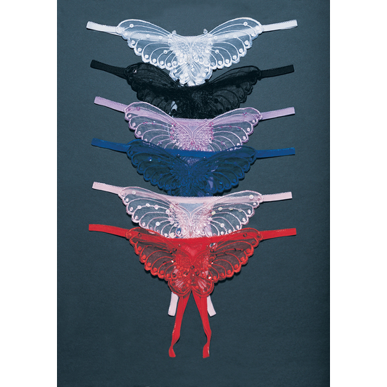 LEG AVENUE ASSORTED 12 BUTTERFLY CROTCHLESS THONG